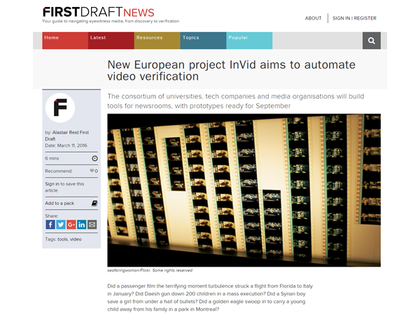 InVID at First Draft News